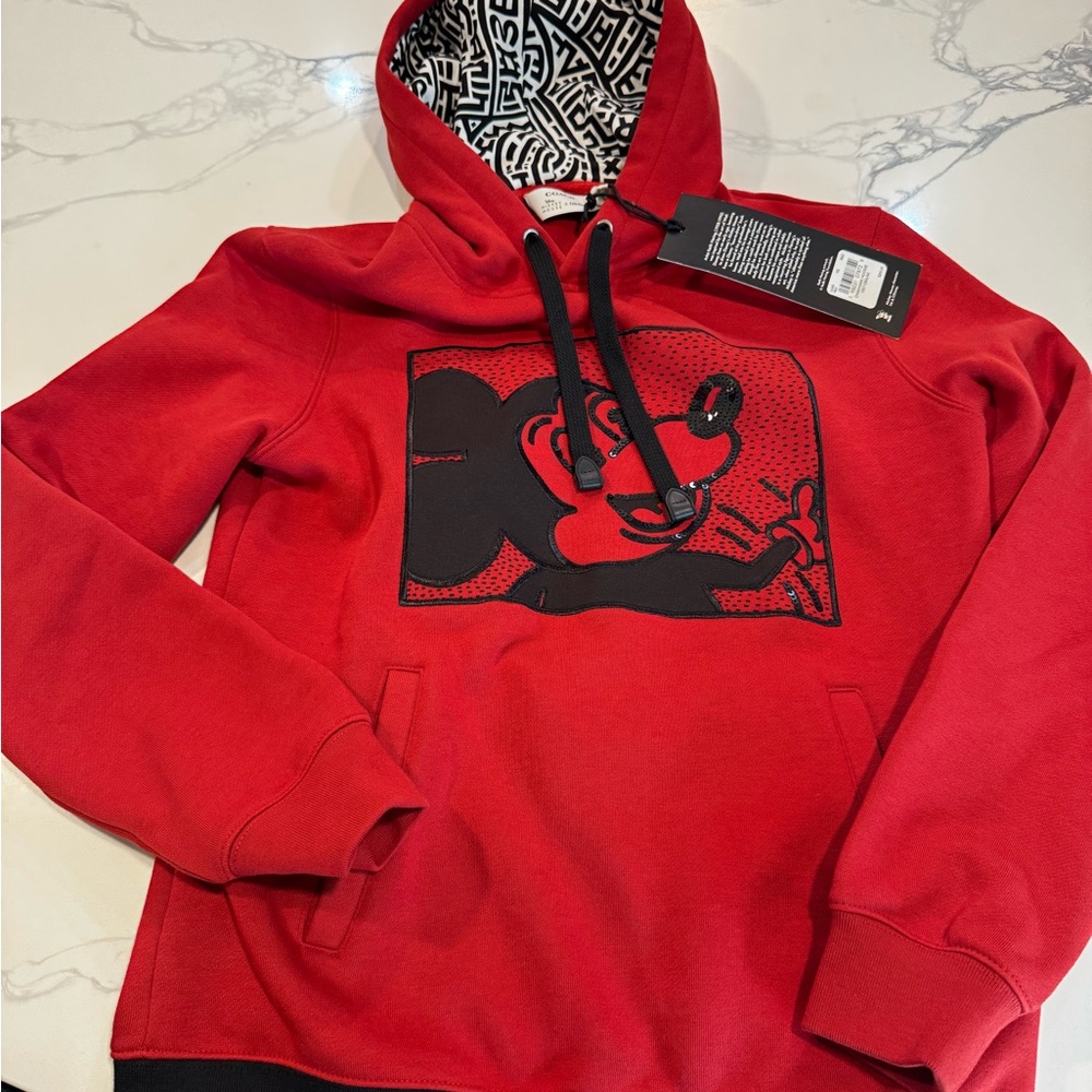New with Tags Coach Disney Mickey Mouse X Keith Haring Hoodie sweatshirt size XS